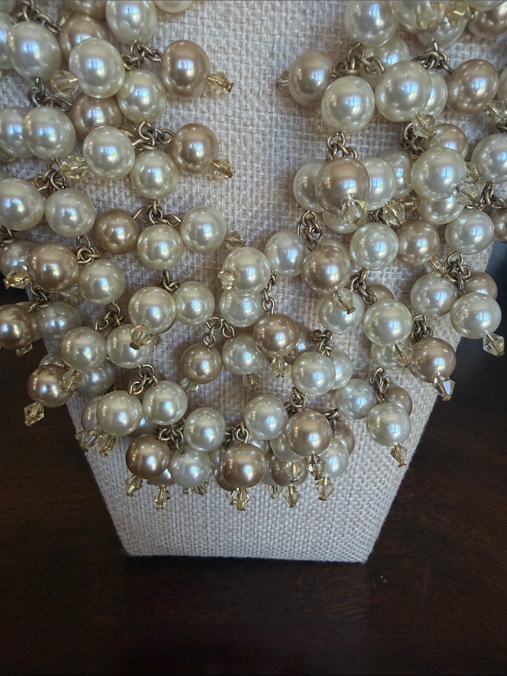 Pearl Cluster Statement Necklace - Cream/Gold - Picture 3 of 6